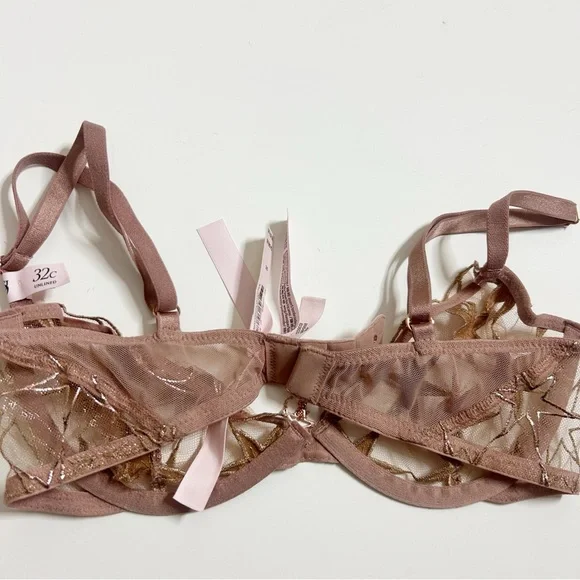 Victoria's Secret Stardust Sheer Star Embroidered Unlined Low Cut Bra (size 32C) - Picture 7 of 9